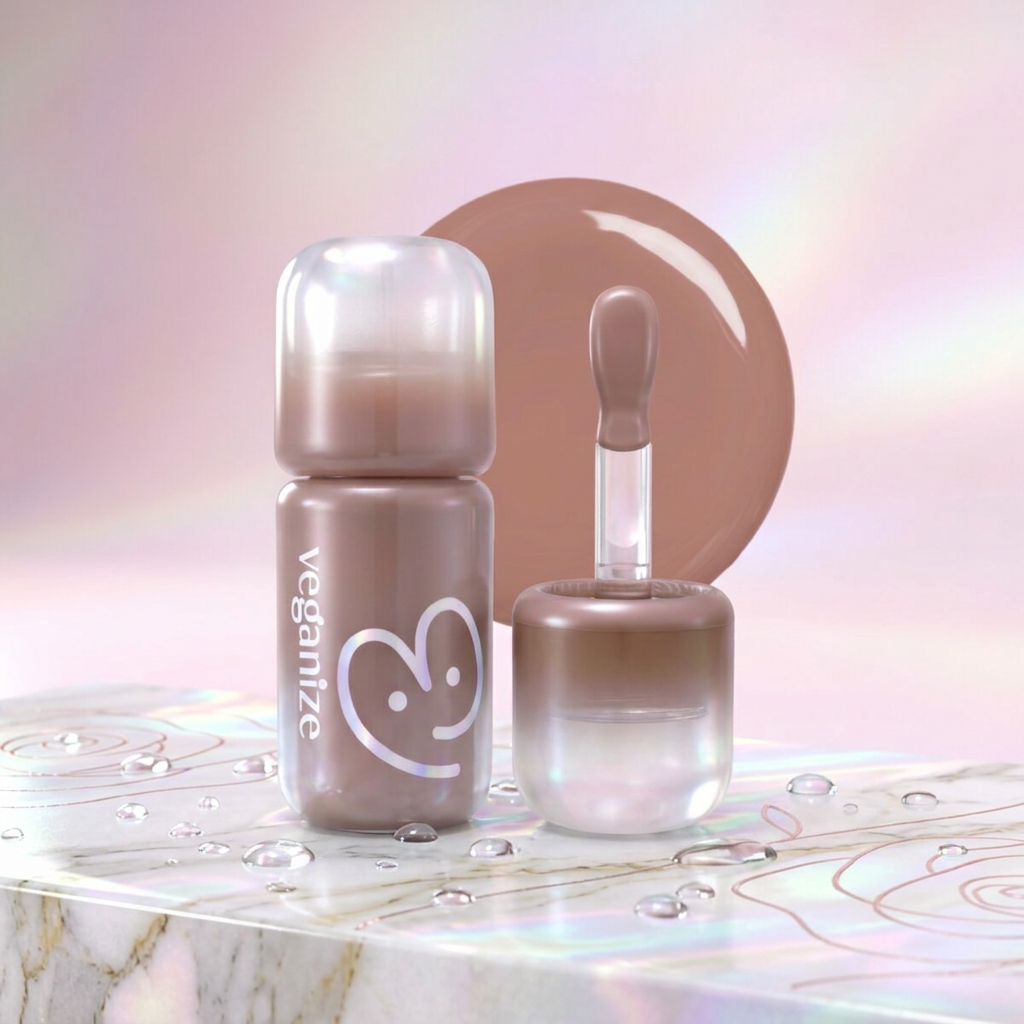 VEGANIZE - 4D Dewyshine Lip Oil Pearl Gloss 06 Mocha Mousse - Třpytivý olej na rty s perleťovým leskem - 4 g
