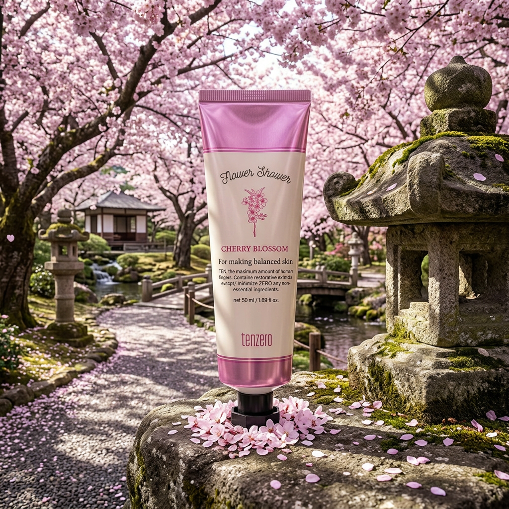TENZERO - Flower Shower Hand & Nail Cream Cherry Blossom - Květinový krém na ruce a nehty s třešňovým květem - 50 ml