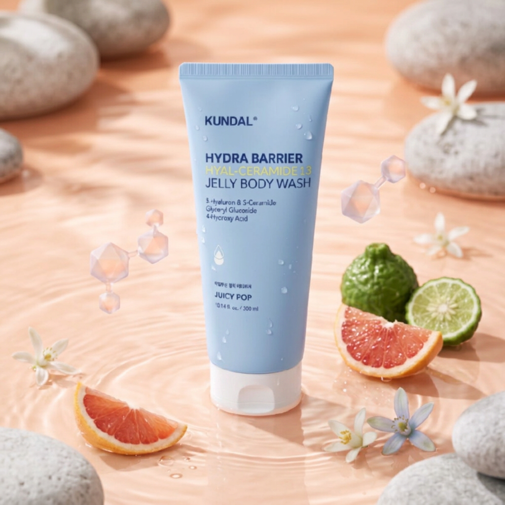 KUNDAL - Hydra Barrier Hyal-ceramide 13 Jelly Body Wash - Hydratační sprchový gel s komplexem kyseliny hyaluronové a ceramidů JUICY POP - 300 ml