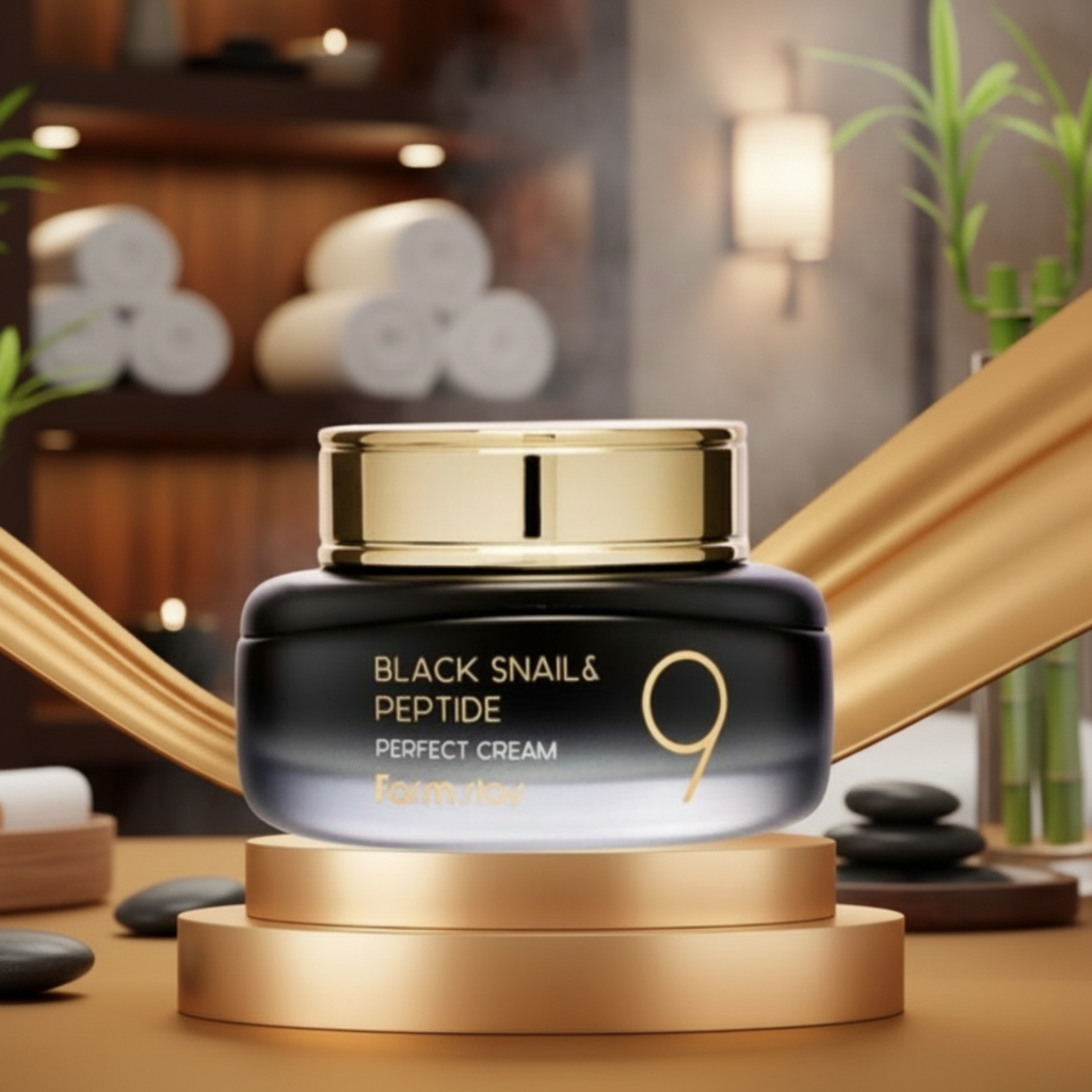 Farm Stay - Black Snail & Peptide 9 Perfect Cream - Krém s peptidy a extraktem ze šnečího mucinu - 55 ml