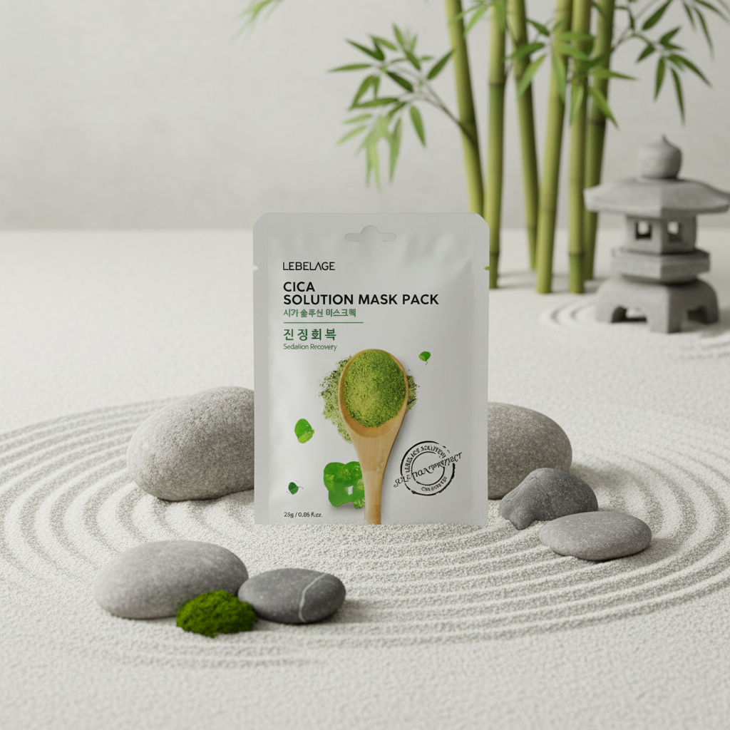 LEBELAGE - Cica Solution Mask Pack - Zklidňující a obnovující plátýnková maska s centellou - 25 g