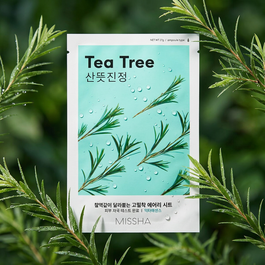 MISSHA - Airy Fit Sheet Mask Tea Tree - Zklidňující textilní maska s tea tree olejem pro redukci mazu - 19 g