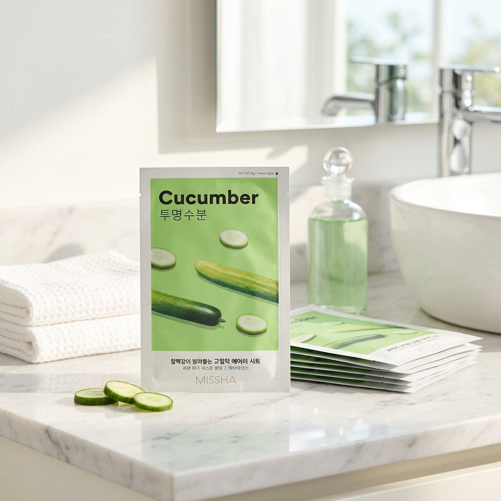 MISSHA - Airy Fit Sheet Mask Cucumber - Hydratační a zklidňující okurková textilní maska - 19 g