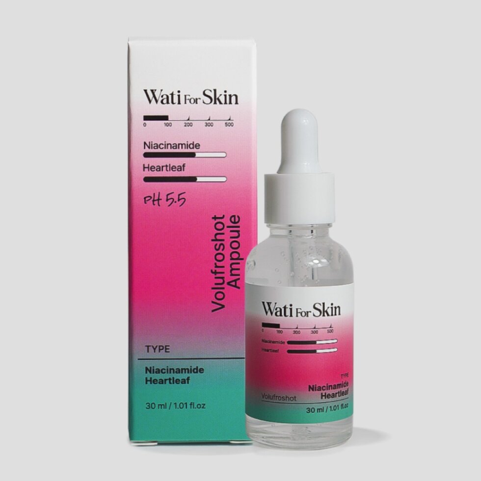 WATI FOR SKIN - Niacinamide Heartleaf Volufroshot Ampoule - Zklidňující a rozjasňující ampule s niacinamidem a touluní srdčitou - 30 ml