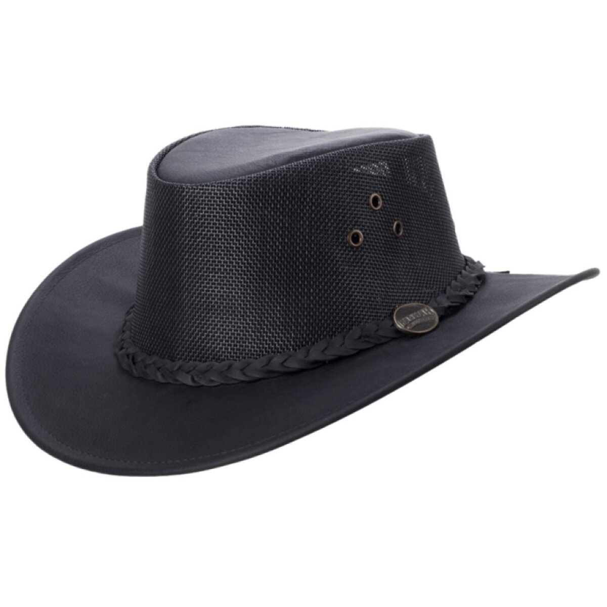 Australský černý kožený klobouk Barmah - BUSHIE FULLGRAIN COOLER