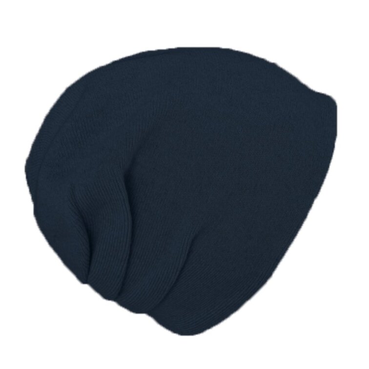 Dámská kašmírová čepice tmavě modrá – vzadu seskládaná