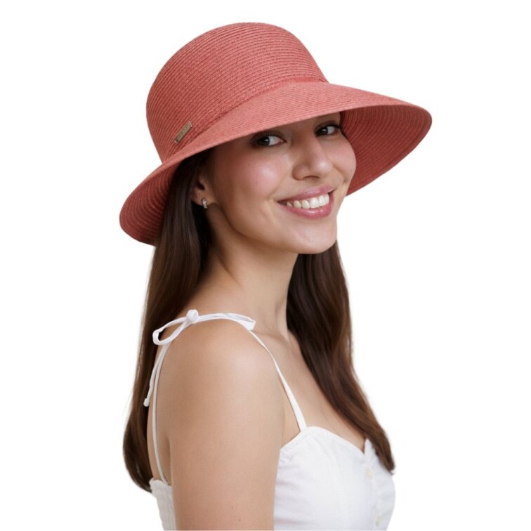 Letní dámský růžový klobouk cloche s UV ochranou