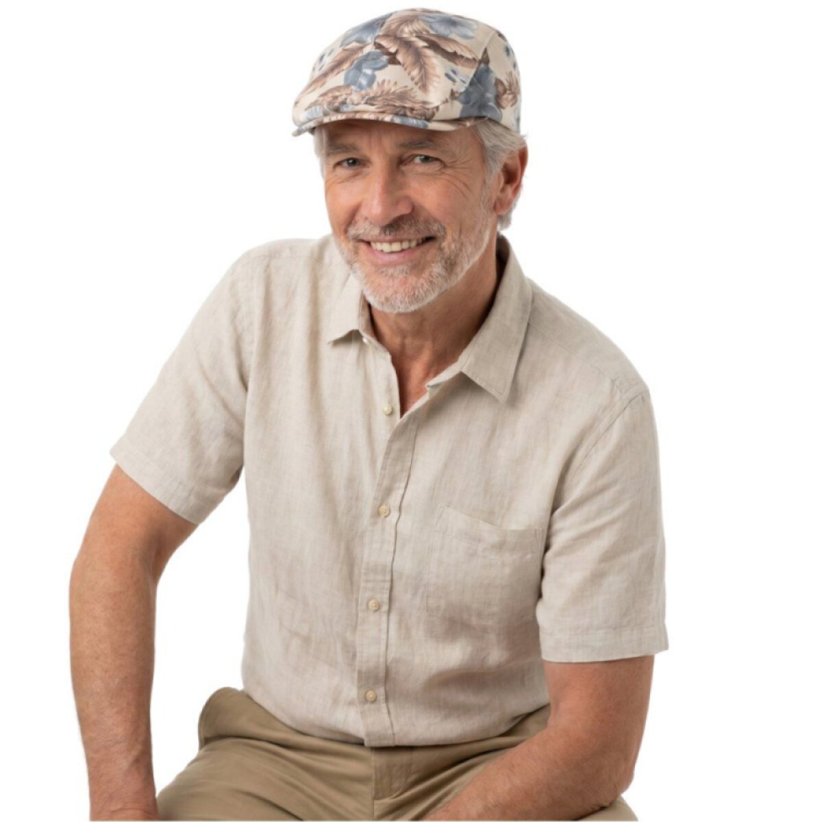 Pánská letní bavlněná bekovka s tropickým vzorem 