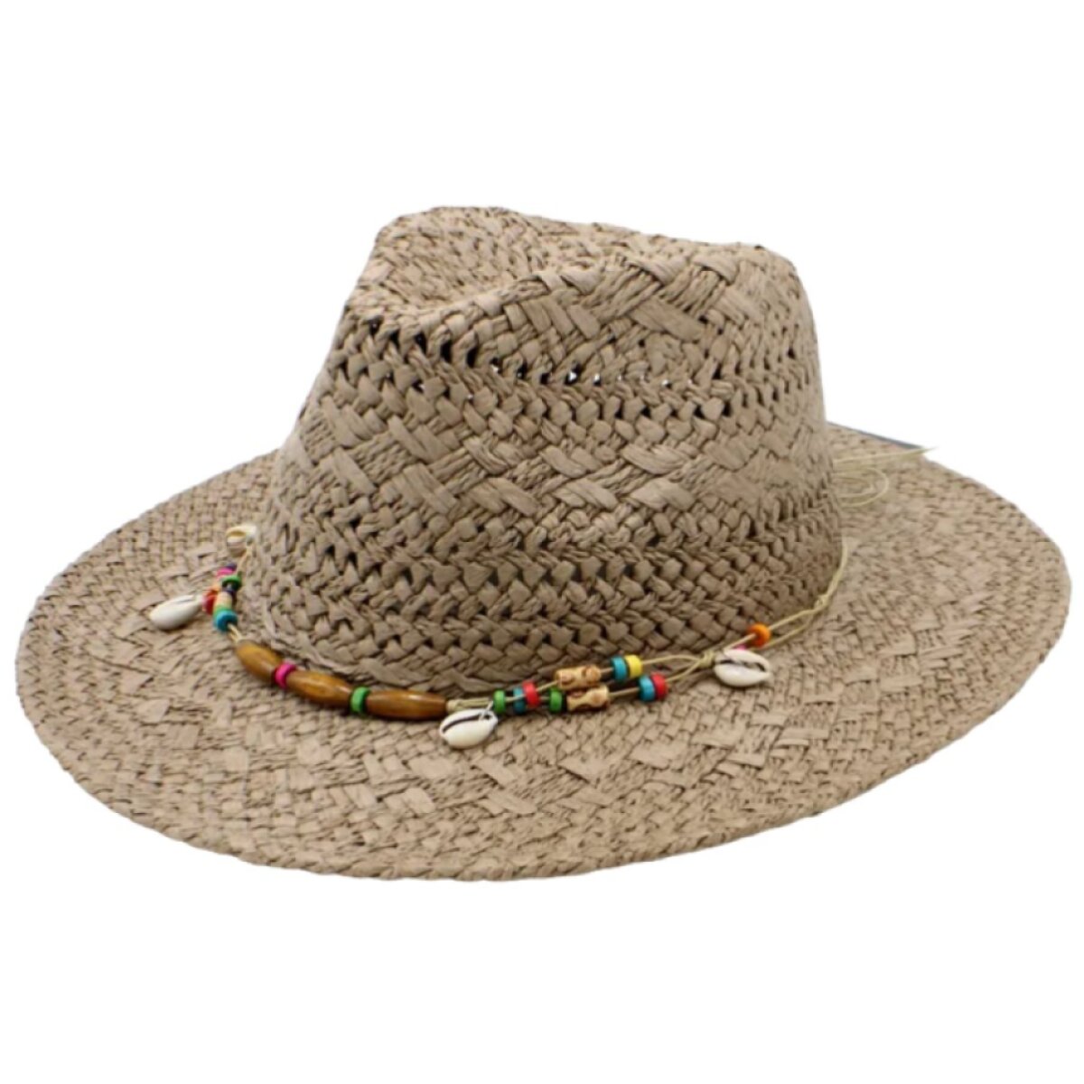 Letní fedora hnědý klobouk od Fiebig s korálky