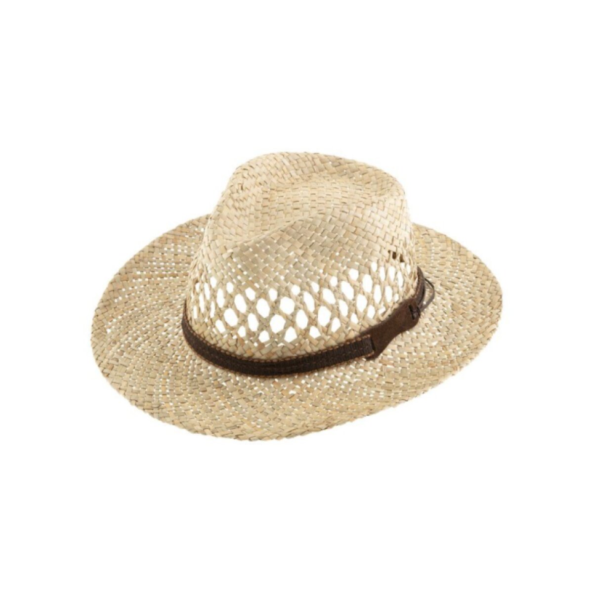 Slaměný klobouk z mořské trávy s hnědou stuhou - Fedora