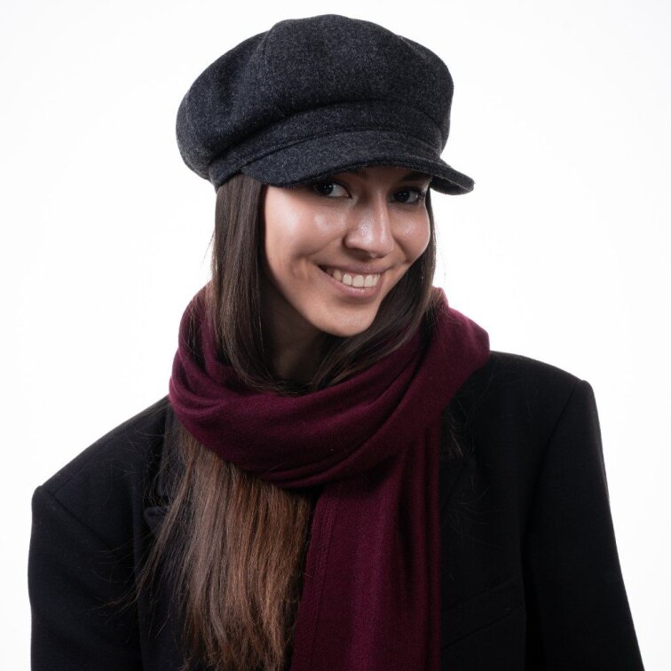 Dámská zimní bekovka tmavě šedá - Shetlandská vlna 