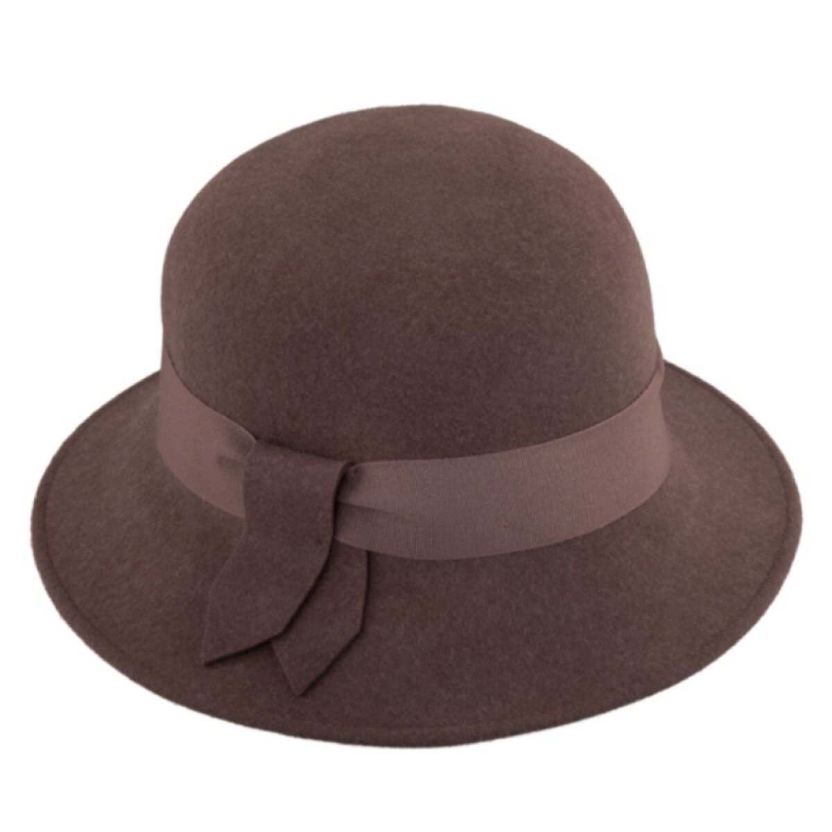 Dámský hnědý plstěný Velvet klobouček Cloche - Fiebig