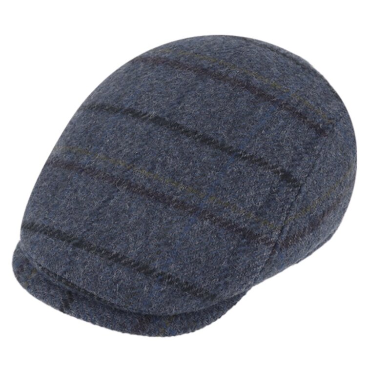 Pánská modrá vlněná kostkovaná bekovka - Fiebig