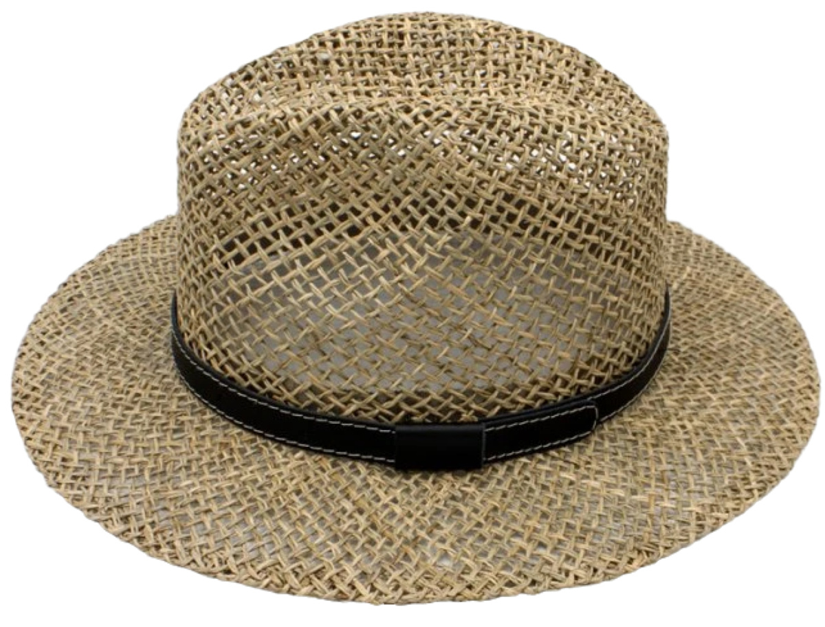 Pánský letní slaměný klobouk Fedora z mořské trávy s černou stuhou