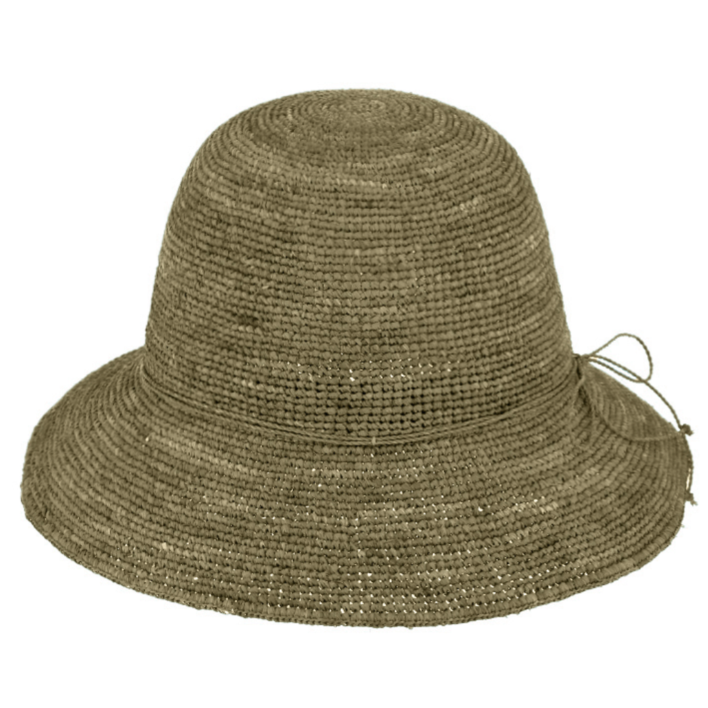 Dámský nemačkavý letní klobouk z raffia slámy – khaki