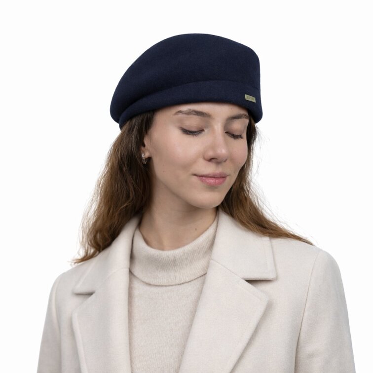 Dámská modrá plstěná lodička - plstěný baret - Seeberger