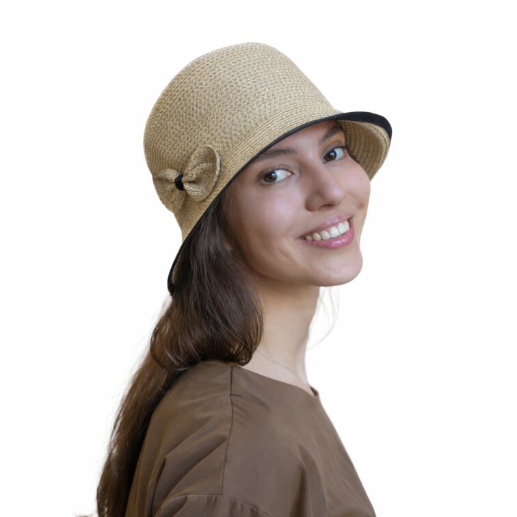 Letní dámský nemačkavý klobouk s mašličkou - cloche - Seeberger