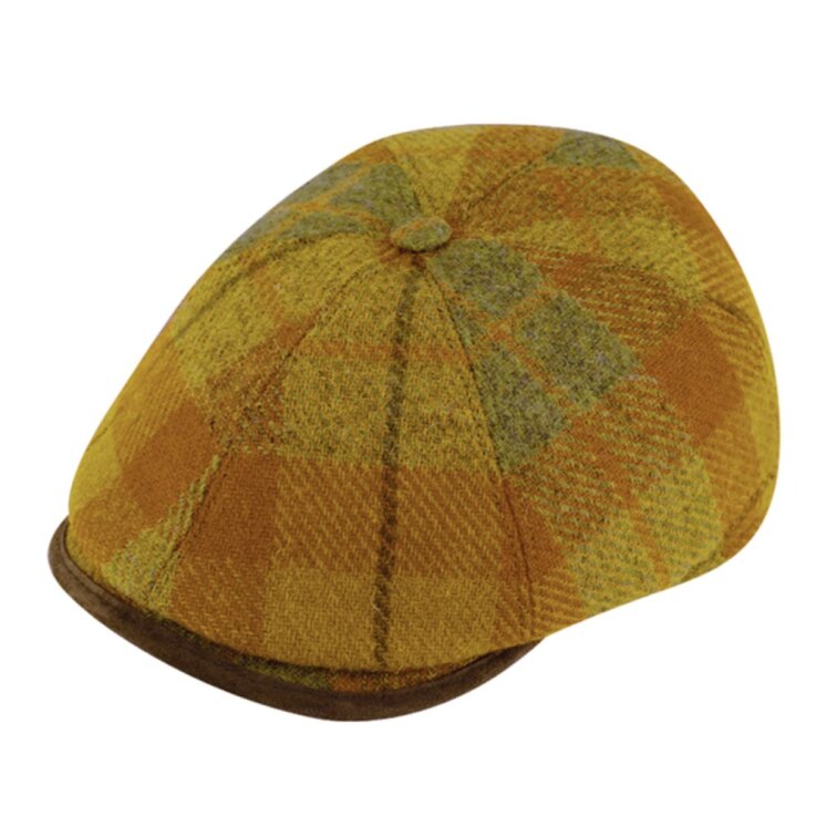 Pánská kostkovaná vlněná bekovka - Fiebig - Harris Tweed Hatteras