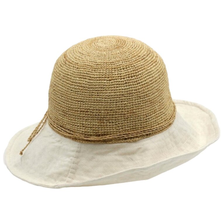 Dámský nemačkavý slaměný klobouk s velkou bavlněnou krempou - Marone
