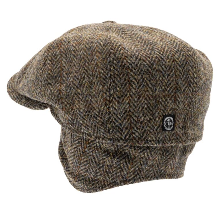 Vlněná tvídová bekovka(ušní klapky) 8-panel od CTH Ericson - Aaron Harris Tweed Green