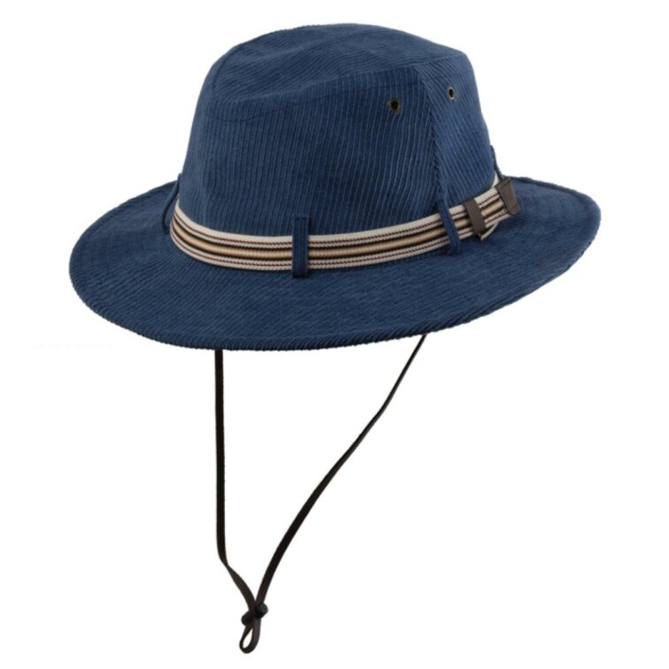 Modrý cestovní klobouk – lehký a sbalitelný od Fiebig