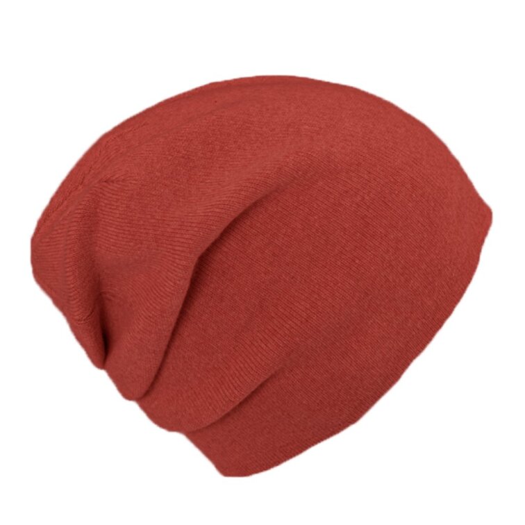 Kašmírová červená unisex čepice Fiebig