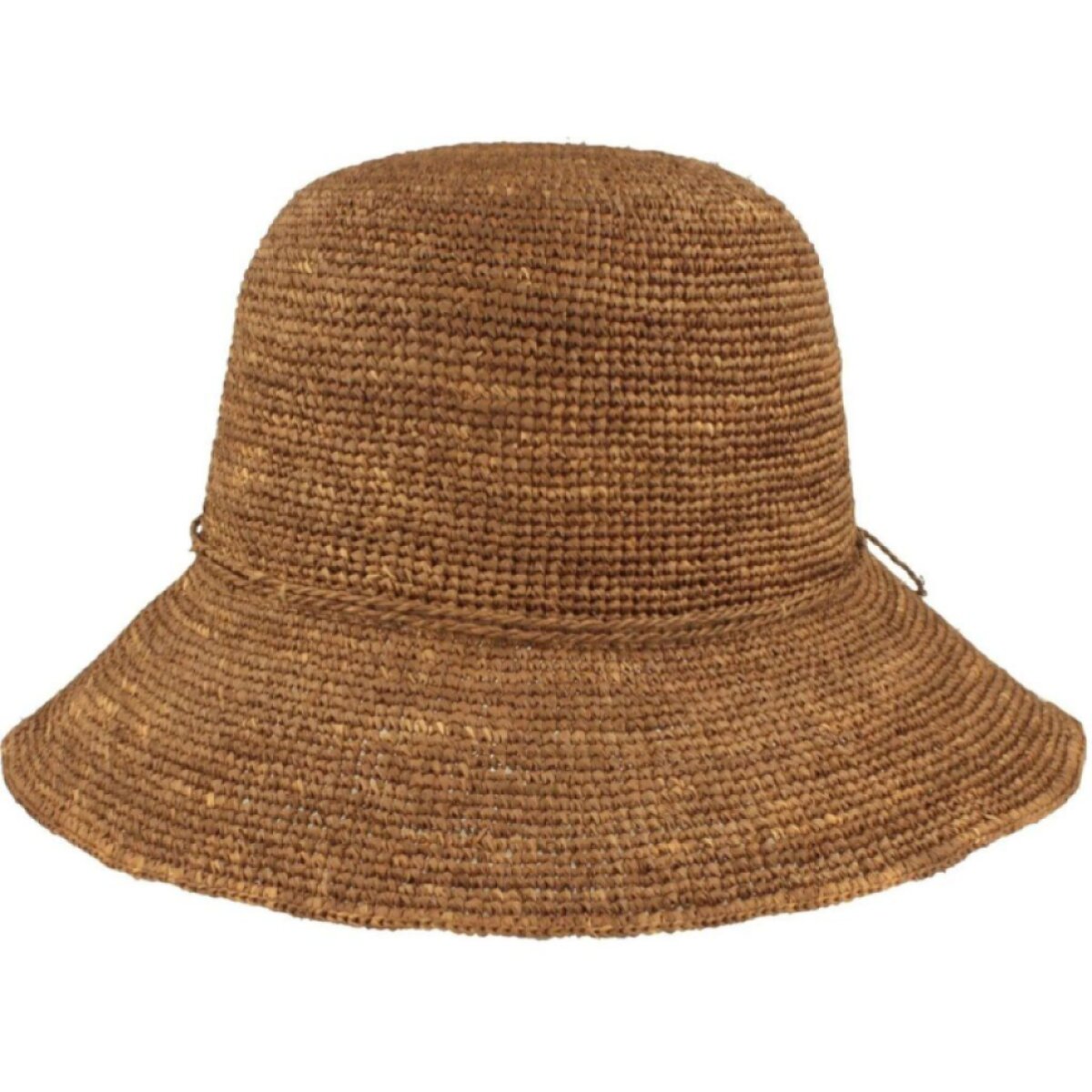 Dámský letní nemačkavý slaměný hnědý klobouk Cloche - Crochet Cloche