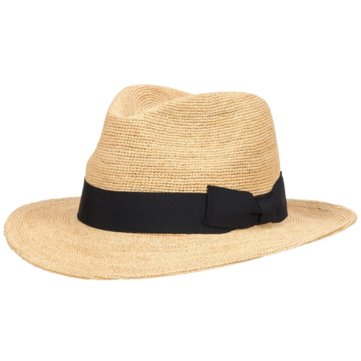 Slaměný klobouk Scippis RIVERA – fedora s černou stuhou z rafie