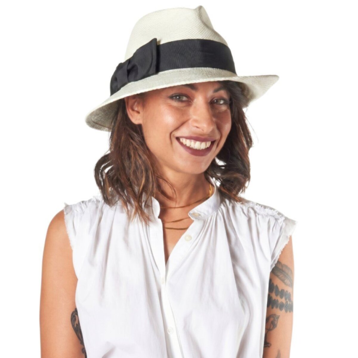 Dámský panamský klobouk Complit Jolisse bílý s černou stuhou