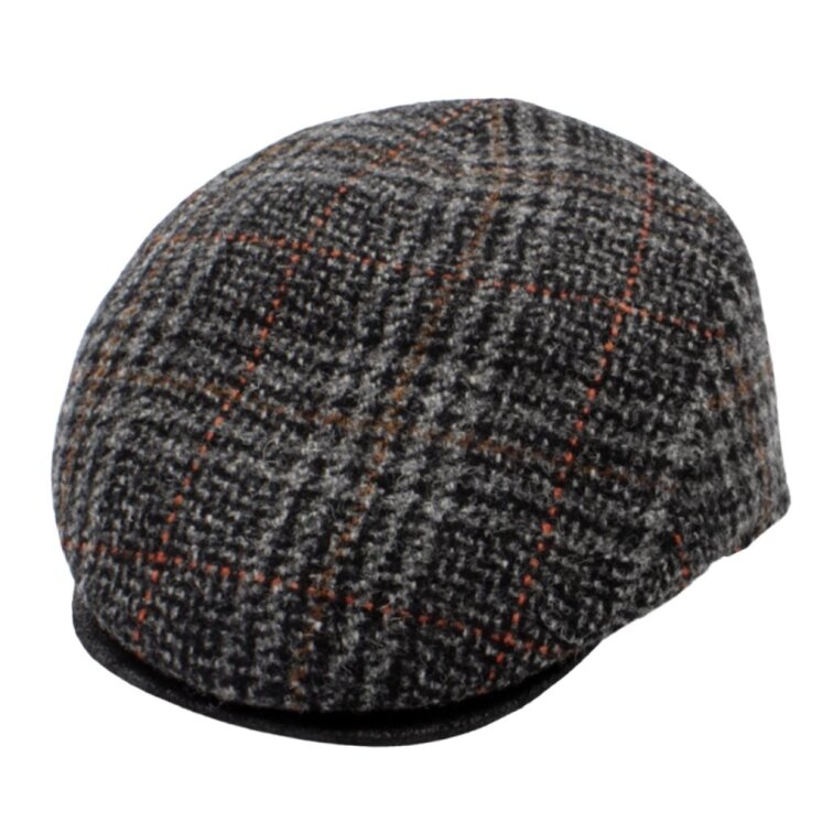 Zimní šedá pánská bekovka od Fiebig - kostkovaná bekovka