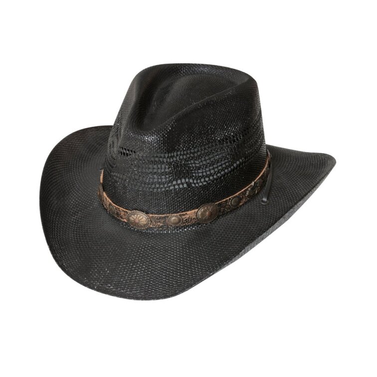 Černý slaměný western klobouk - Stars and Stripes - Fresno