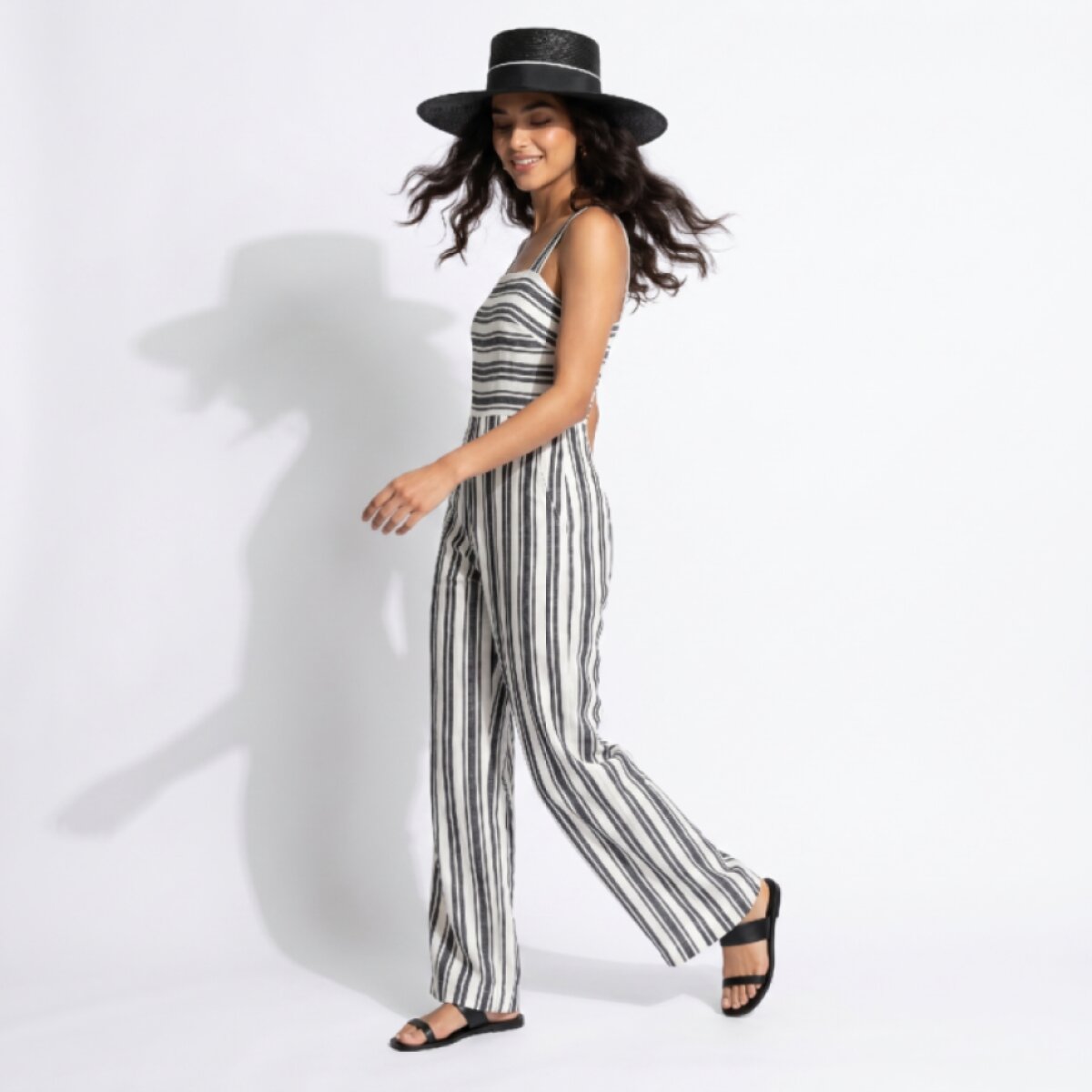 Černý letní klobouk s širokou krempou - Costa Negra