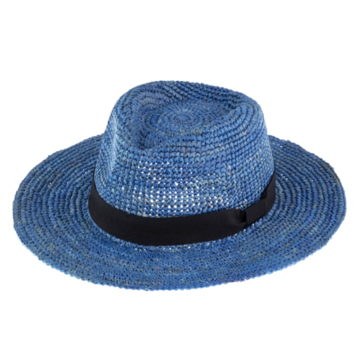 Slaměný světle modrý klobouk - Fedora Raffia