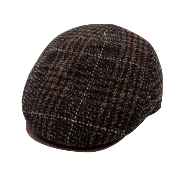 Zimní hnědá pánská bekovka od Fiebig - kostkovaná bekovka