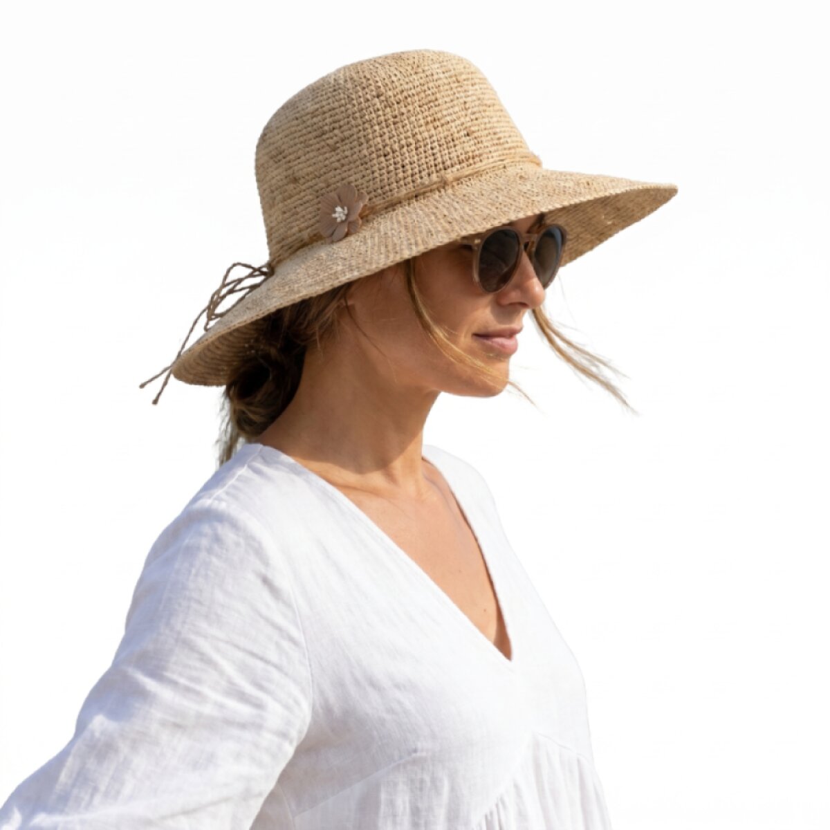 Dámský letní nemačkavý slaměný klobouk - Crochet Cloche Big Brim