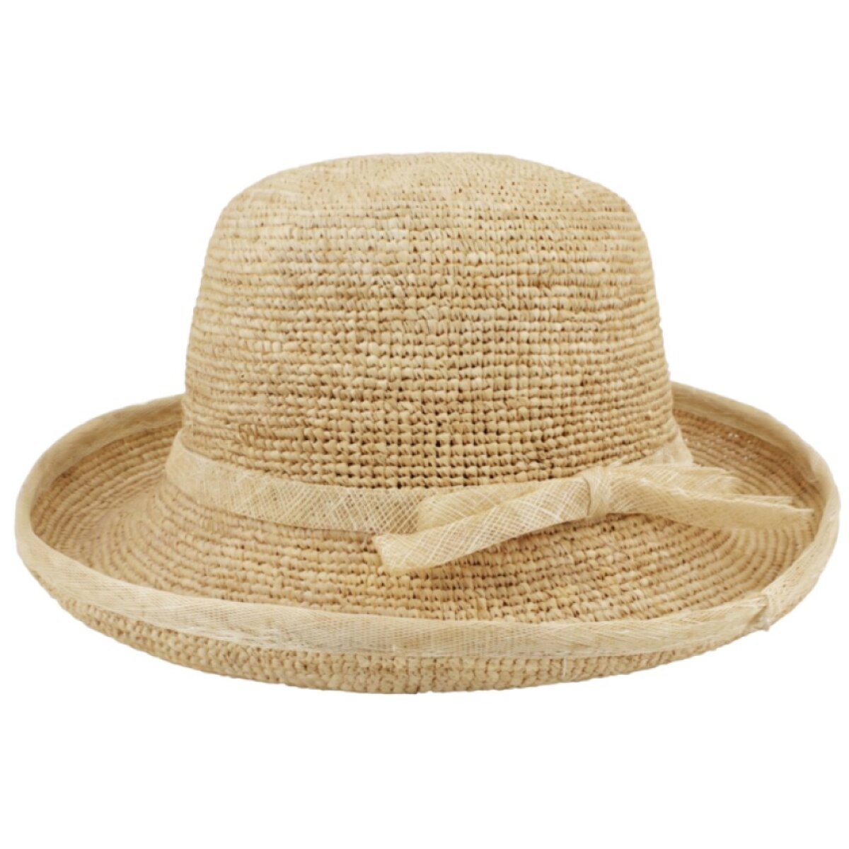 Dámský nemačkavý letní klobouk z raffia slámy – přírodní