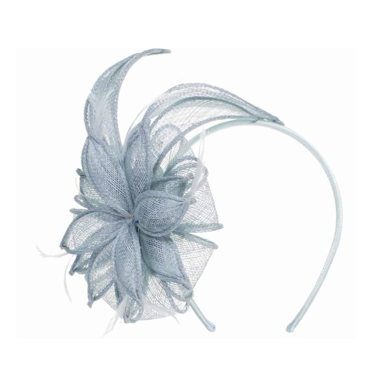 Dámský fascinator na čelence – bledě modrý