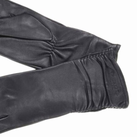 Dámské černé kožené rukavice s prošíváním - Seeberger