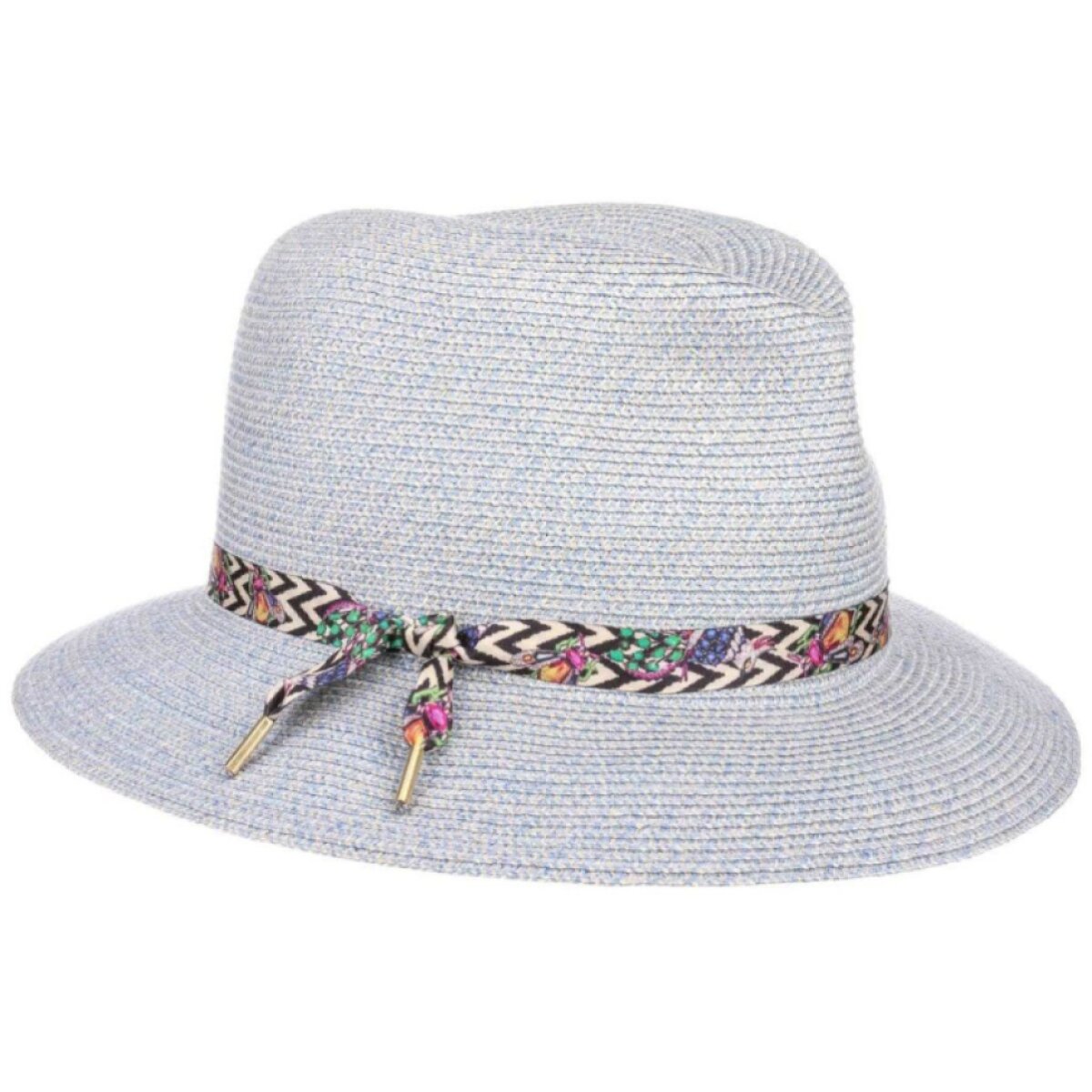 letní dámský nemačkavý modrý klobouk Fedora - Mayser Nane - UV faktor 80