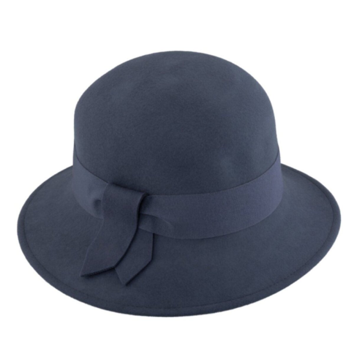 Dámský modrý plstěný Velvet klobouček Cloche - Fiebig