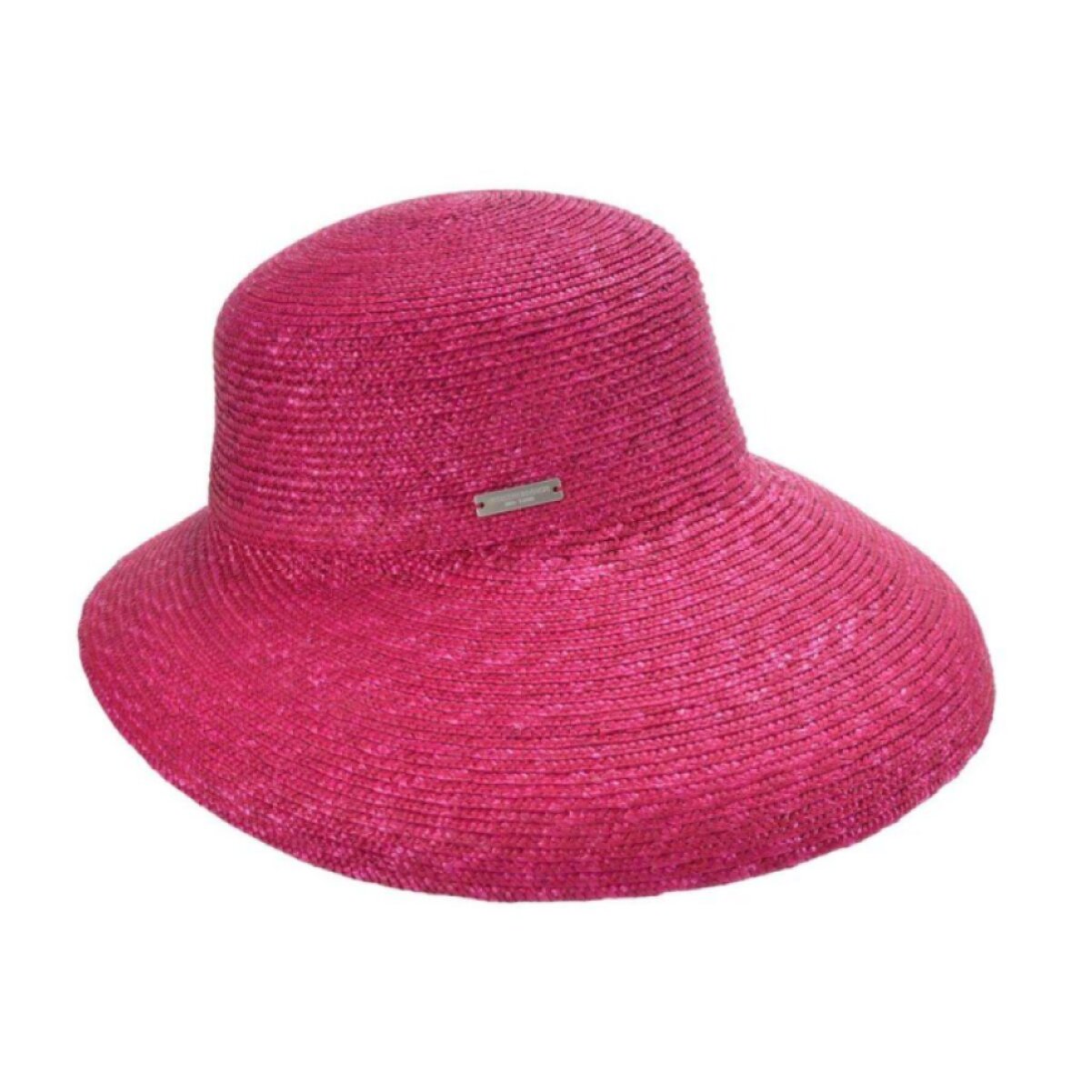 Luxusní slaměný dámský fuchsia klobouk - cloche se zkrácenou krempou vzadu
