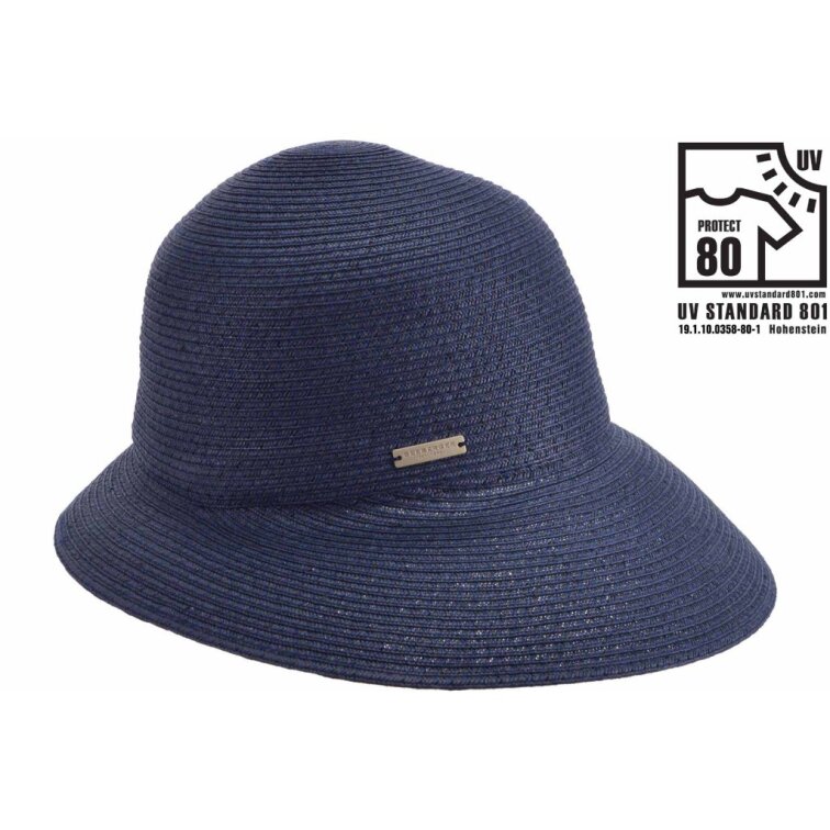 Letní dámský nemačkavý modrý klobouk - UV faktor 80