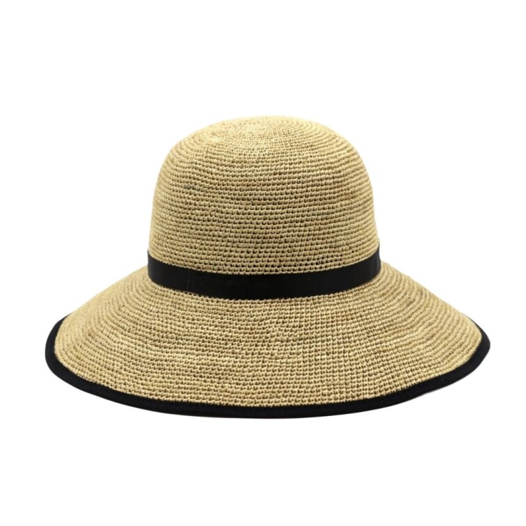 Dámský slaměný klobouk crochet s velkou tvarovatelnou krempou - Marone