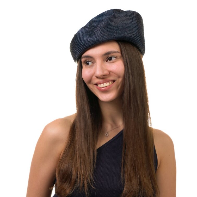 Dámská modrá letní slaměná lodička - pillbox Seeberger