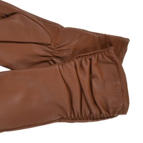 Dámské karamelové kožené rukavice Seeberger s řasením