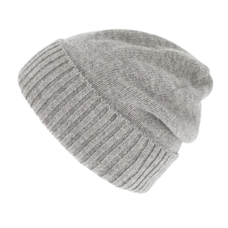 Šedá merino čepice Fiebig – volnější střih