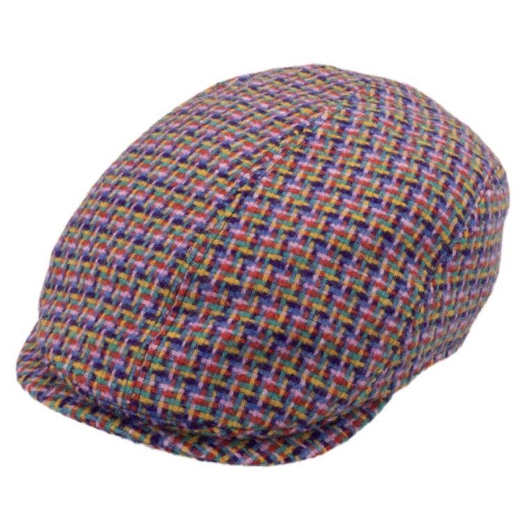 Pánská fialová vlněná bekovka - Fiebig - Harris Tweed