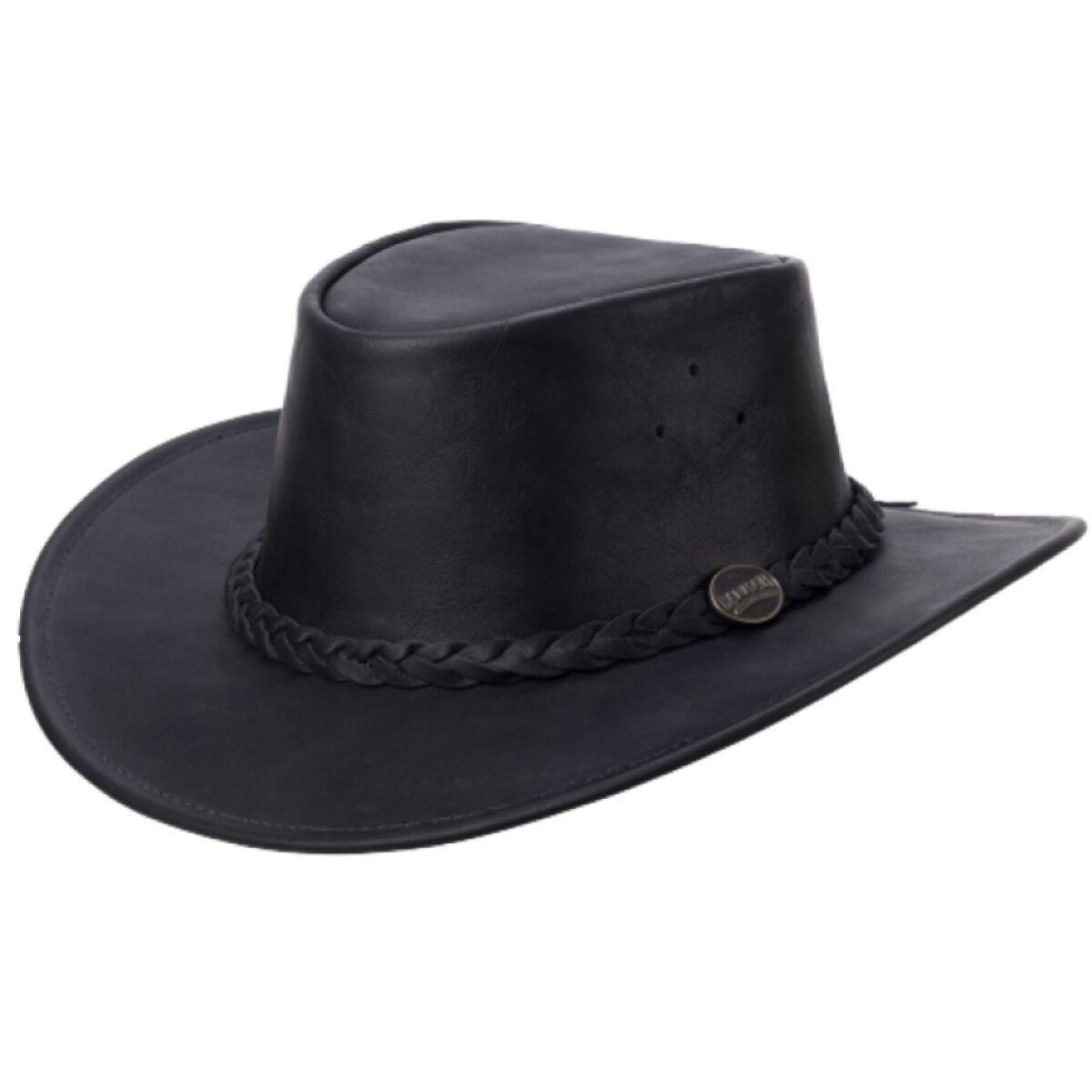 Kožený černý klobouk - BUSHIE FULLGRAIN