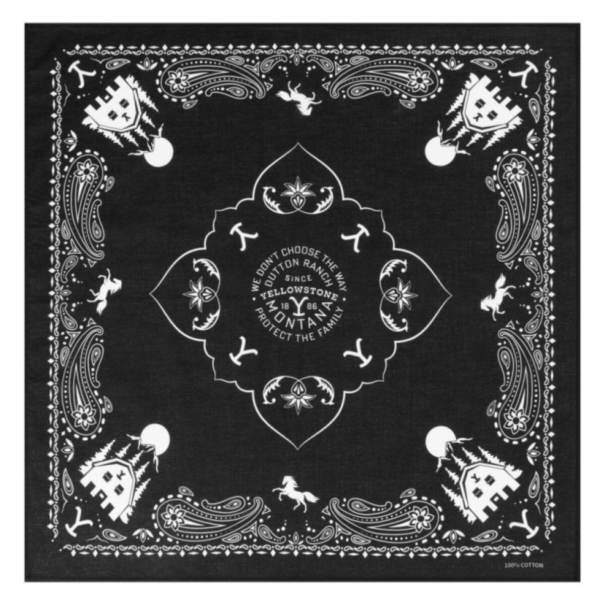 Bavlněný šátek - bandana Yellowstone (černá 16)