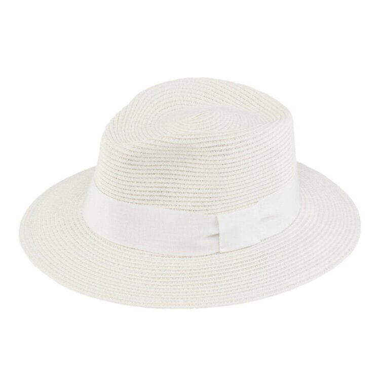 Letní fedora klobouk od Fiebig se stuhou - Traveller White